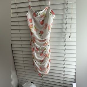 Women’s Ruched Floral Maxi Spaghetti Strap Fitted Dress Size Small